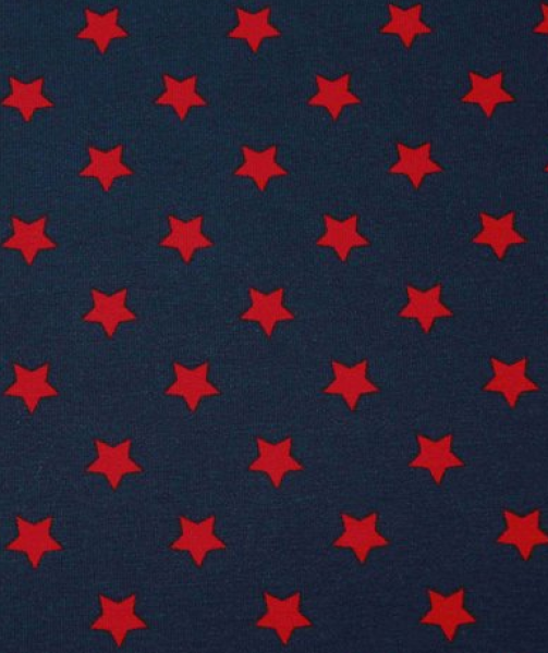 Baumwoll-Jersey Sterne Pinstars Blau-Rot