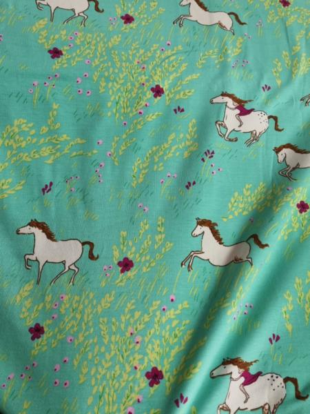 Jersey Baumwolle Design by Wee Wander Pferde mint for Michael Miller