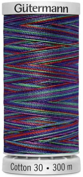 Maschinensticken / Quilten, Cotton 30, 300m Fb. 4109 Blau-Rot-Grün von Gütermann