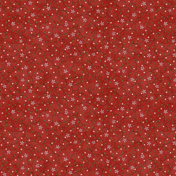 Patchworkbaumwolle Birds of a Feather by Gail Pan für Henry Glass 2907-88 rot mit Blumenranken