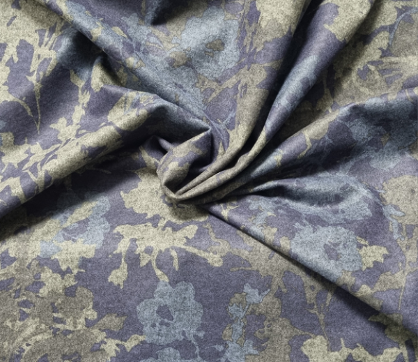 Stoff Ponti Digitaldruck Blumen Blau-lila-grau mit Elastan
