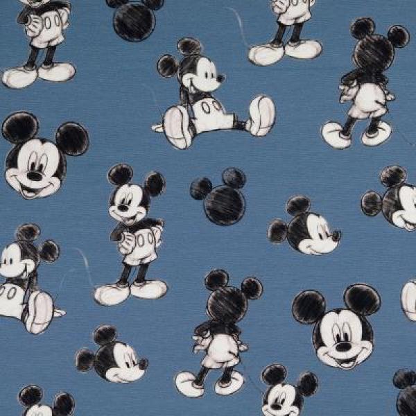 Jersey Digital Baumwolle Disney Mickey Mouse Fb. Schwarz Blau