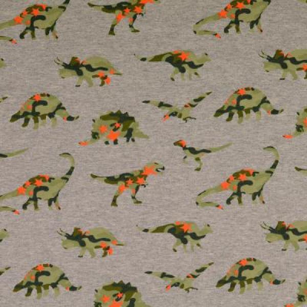 Baumwolle French Terry Sommersweat Dinos Camouflage