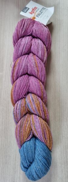 Katia Palette Handgefärbter geflochtener Strang 100 % Baumwolle Fb. 102 Rosé-Orange-Türkis