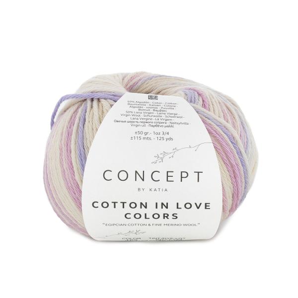 Ägyptische Baumwolle und Merinowolle Cotton in Love Fb. 103 Verlaufsgarn Mittelrosé-Lila von Katia