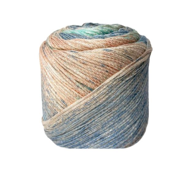 Tanzania Baumwolle-Viskose-Garn Fb. 31027 Blau-beige-türkis von Lana Gatto