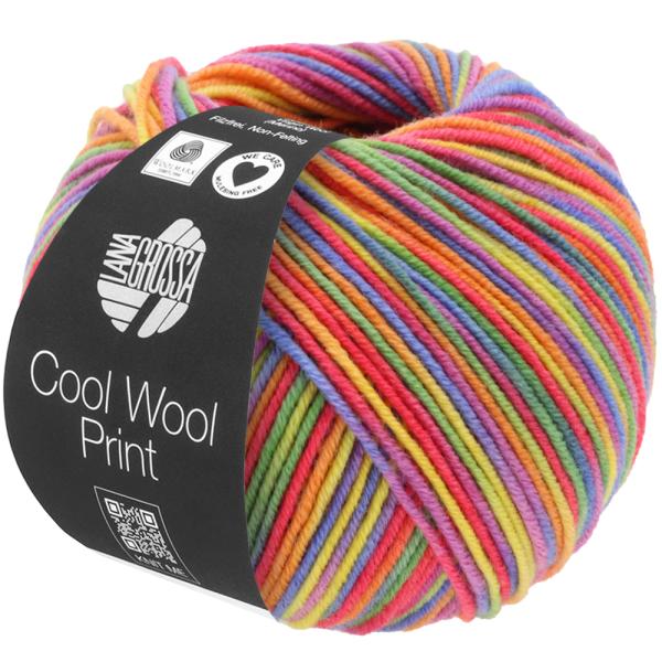 Merino Wolle Cool Wool Print Fb. 703 Lila/Grün/Himbeer/Orange/Gelb/Blau