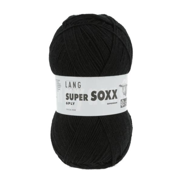 Lang Super Soxx Sockenwolle 6-Fach superwash Fb. 4 uni Schwarz