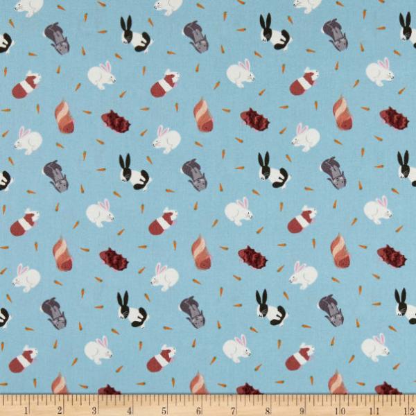 Baumwolle Patchworkstoff turquoise blue rabbits von Lewis&Irene