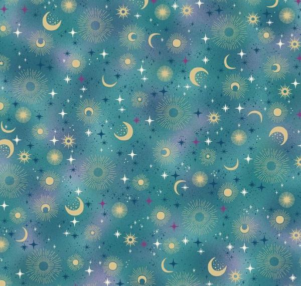 Patchworkbaumwolle Luna Constellation 073-T Teal Makower