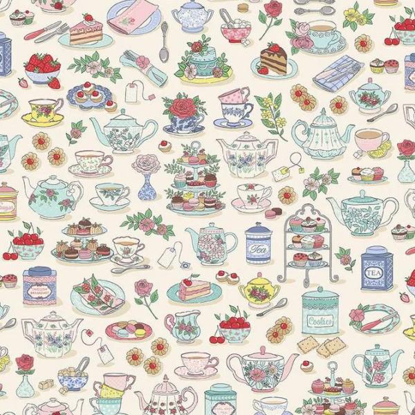Patchworkbaumwolle Afternoon Tea Tea Time 091-Q cream von Makower