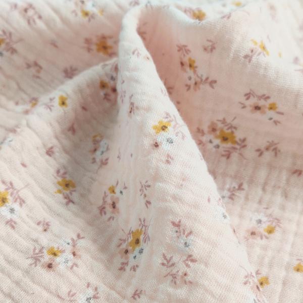 Musselin Stoff Streublümchen rosa