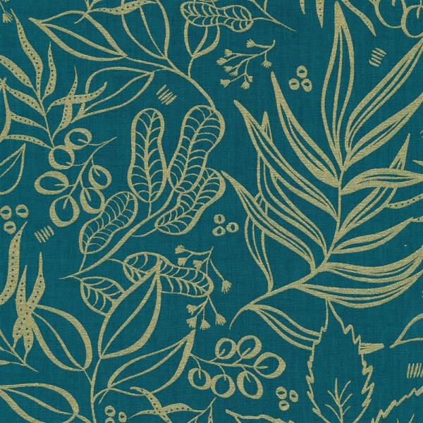 8449-25M Moda Blumenmuster petrol metallic