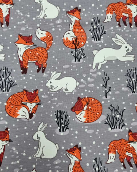 Jersey Baumwolle Fuchs im Schnee