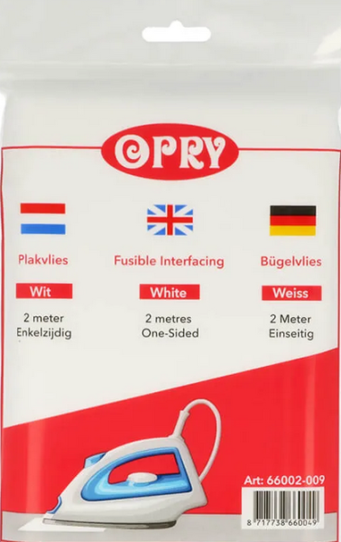 Opry Aufbügelvlies 90cm x2m weiß