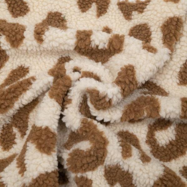 Strickstoff polyester leopard jacquard weave teddy