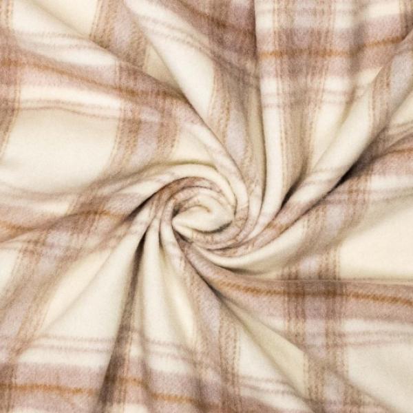 Mantelstoff Woven pl/wo brushed checks Wollweiß-beige