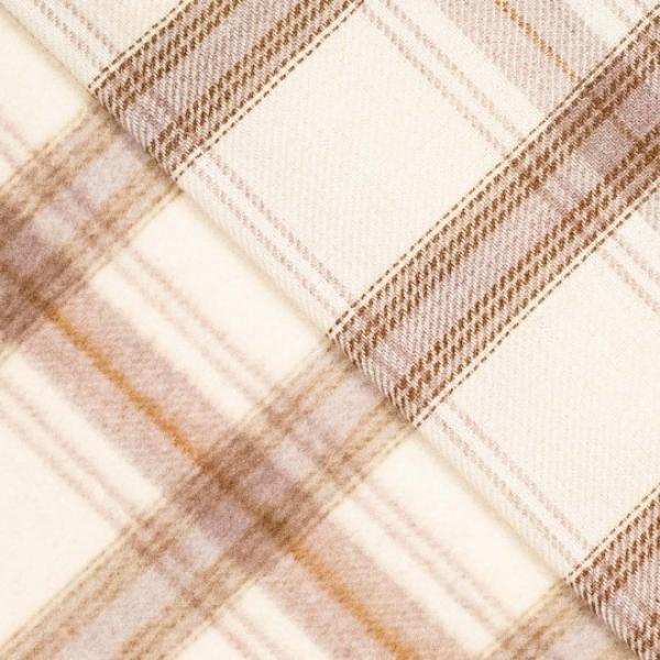 Mantelstoff Woven pl/wo brushed checks Wollweiß-beige