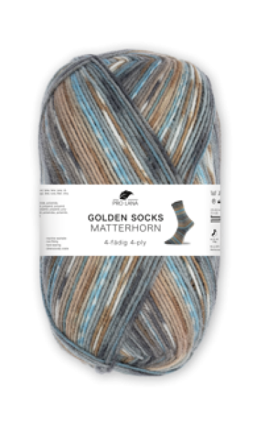 Sockenwolle 4-fädig Golden Socks Matterhorn Fb. 450-08 braun-türkis