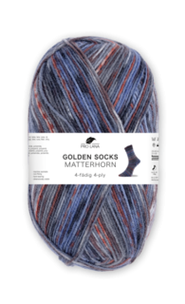 Sockenwolle 4-fädig Golden Socks Matterhorn Fb. 450-10 Blau-rot
