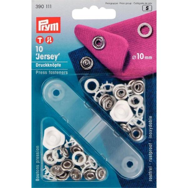Prym Nähfrei-Druckknopf Jersey, Zackenring, 10mm, weiß 390111
