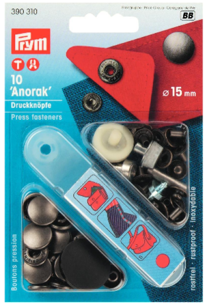 Prym 10 Anorak Druckknöpfe 15 mm Fb. alteisen
