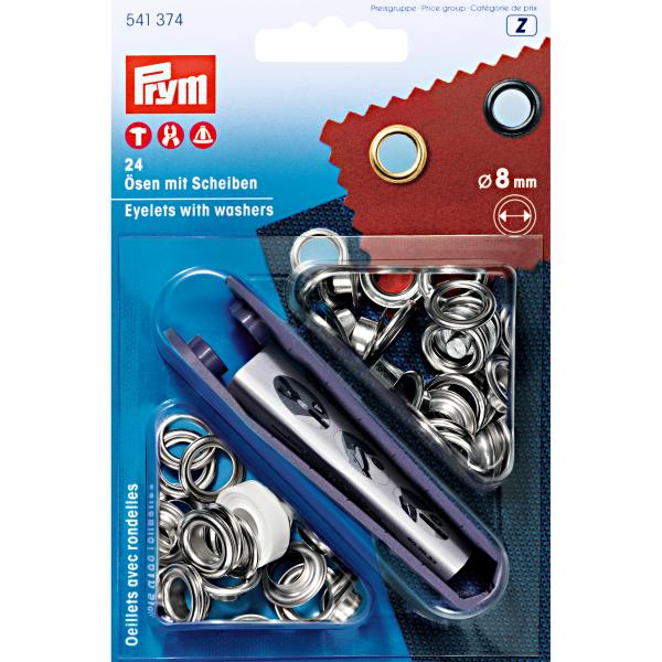 541374 Prym Ösen und Scheiben MS 8 mm silberfarbig