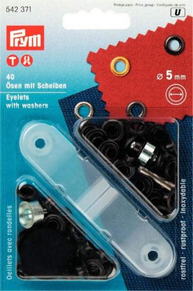 Prym Ösen und Scheiben 5,0mm brüniert