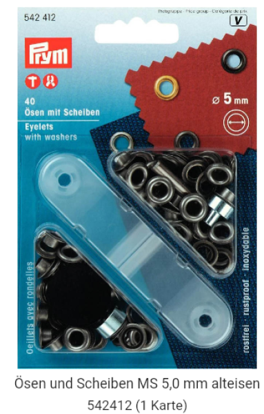 40 Ösen mit Scheiben 5 mm Fb. Alteisen