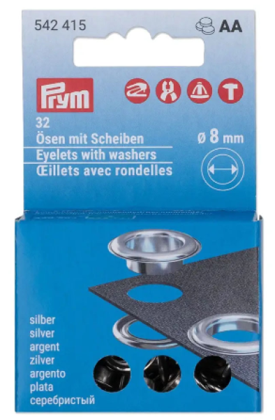 Ösen mit Scheiben 8 mm Fb. Silber Nachfüllpack 32 Stk