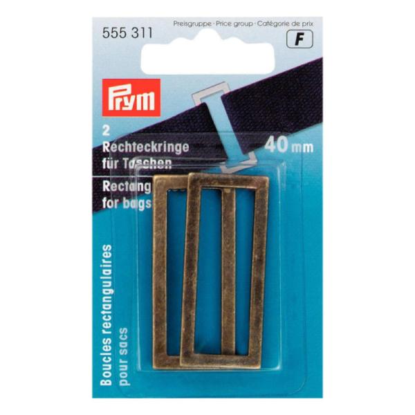 555311 Prym Rechteckringe 40 mm Farbe: Altmessing