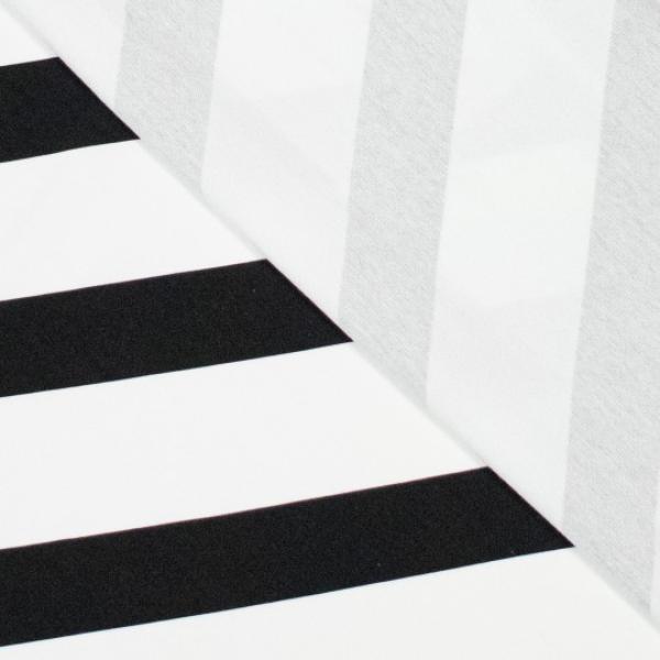 French Terry Sommersweat breite Streifen Creme-Schwarz