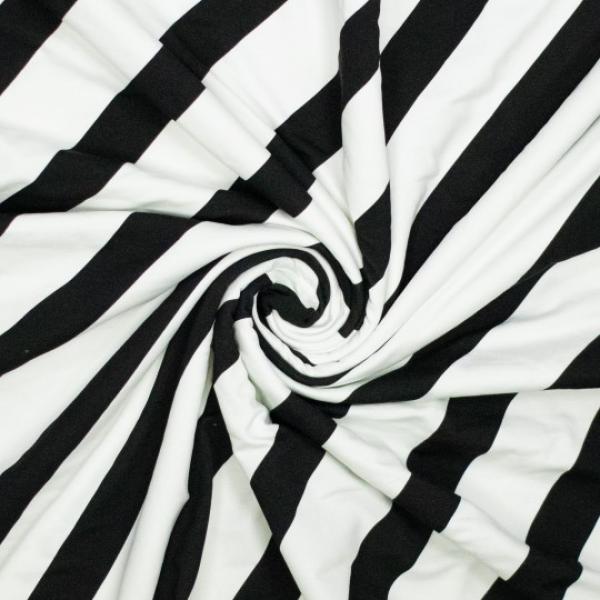 French Terry Sommersweat breite Streifen Creme-Schwarz