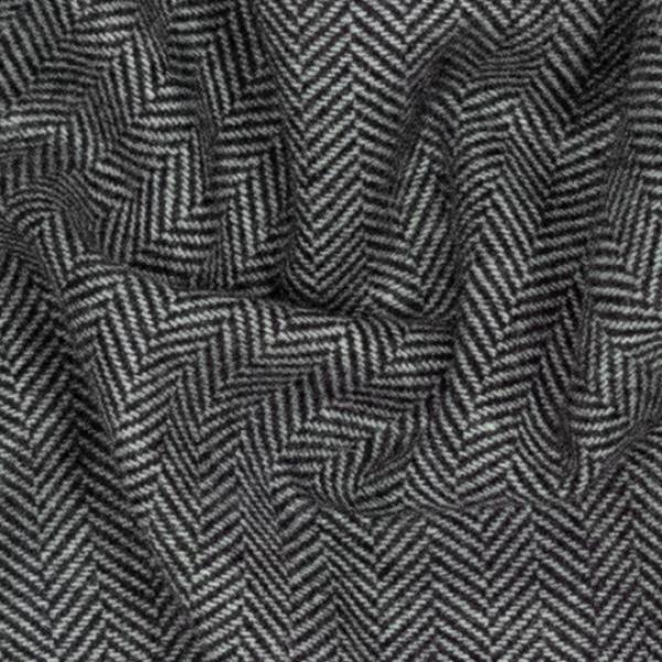Webstoff Woll-/Polyestermischung Fischgrat Fb. Anthazit