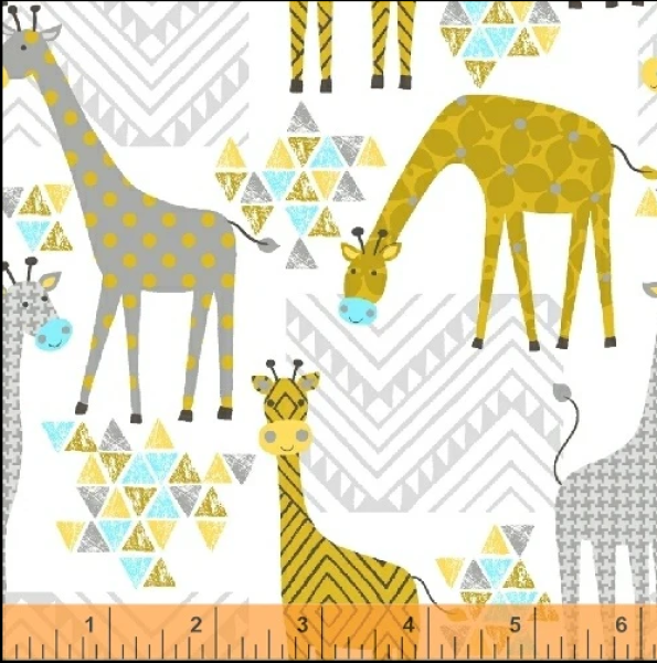 Patchworkbaumwolle Stand Tall Giraffe Fb. Weiß von Windham