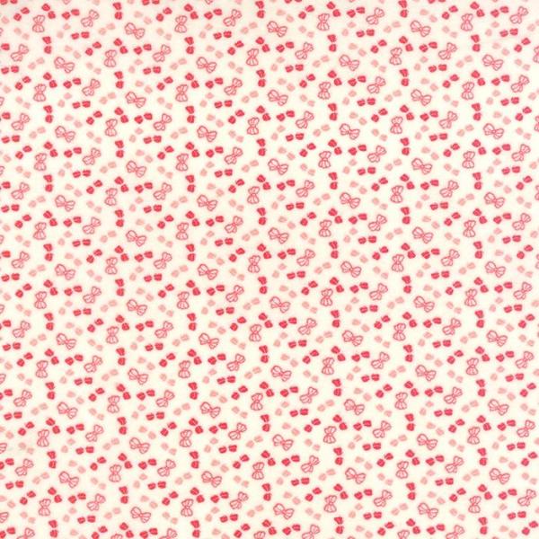 Patchworkbaumwolle FLANNEL Little Ruby Bows white red bei Bonnie & Camille