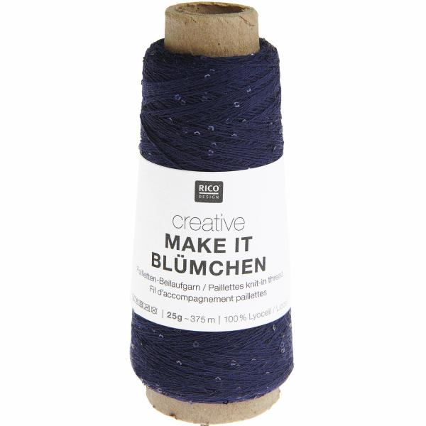Creative Make It Blümchen Pailletten Beilaufgarn Fb. marine blau 25g 375m
