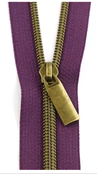 Reißverschluss # 5 Endlos 2,7 m + 9 Zipper Lila mit antik Raupe von Sallie Tomato