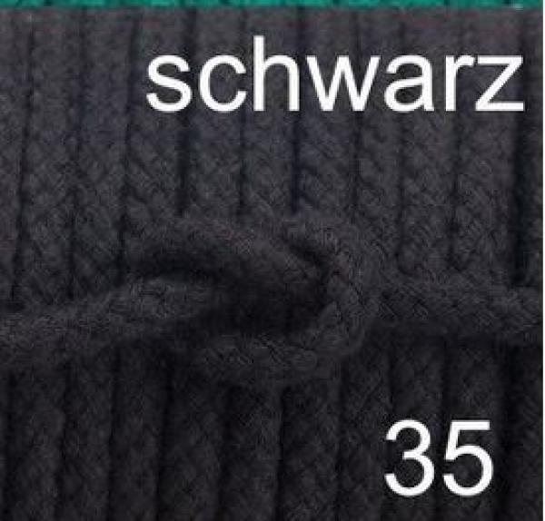 Baumwollkordel geflochten, 100 % Baumwolle, 6 mm, Fb. Schwarz