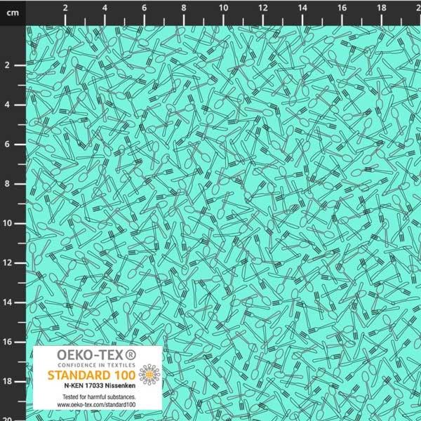 Patchworkbaumwolle Best Bits Mint mit Mini-Besteck von Stoffabrics