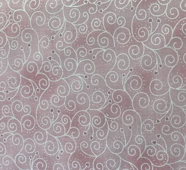 4598-425 Stof Dk Christmas is near rosa mit silber Schnörkeln