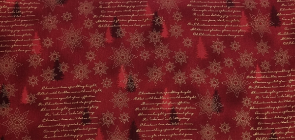 Patchworkbaumwolle Star Sprinkle by Stoffabrics 4599-404 dunkelrot mit gold