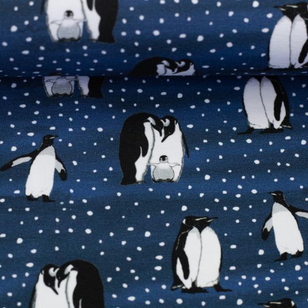 Jersey Baumwolle Arctic Animals Pinguine blau by JaTiJu