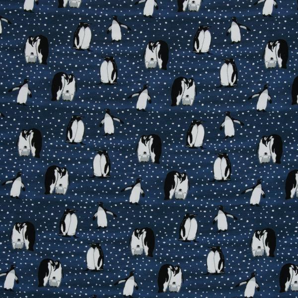 Jersey Baumwolle Arctic Animals Pinguine blau by JaTiJu