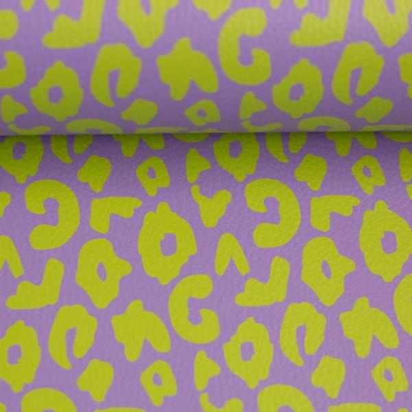 Kunstleder Happy Collection Cherry Picking Leo lila-neongrünKunstleder Happy Collection Cherry Picking Leo lila-neongrün