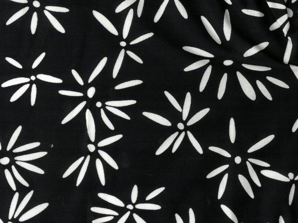 Baumwolle Stretch Druck Blüten Schwarz-weiß