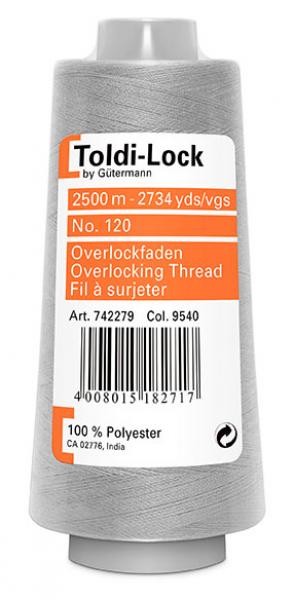 Toldi-Lock by Gütermann Overlockgarn Nr120 2500 m grau