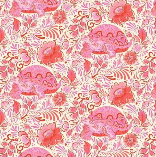 Patchworkbaumwolle Tula Pink Besties Schildkröte Blossom-Rosa