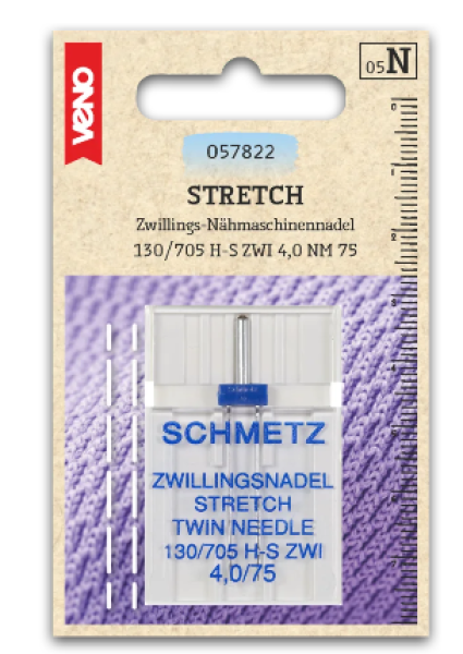 Zwillings-Nähmaschinennadel 130/705 H-S Schmetz Zwillingsnadel Stretch 75/4,0 mm