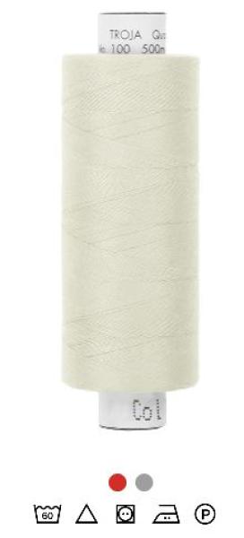 Nähgarn Troja Allesnäher 500 m 100% Polyester Fb. 3000 helles beige-eierschale